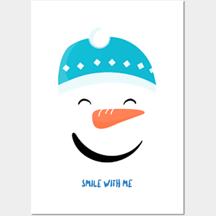 Happy Snowman Smiley Face Posters and Art